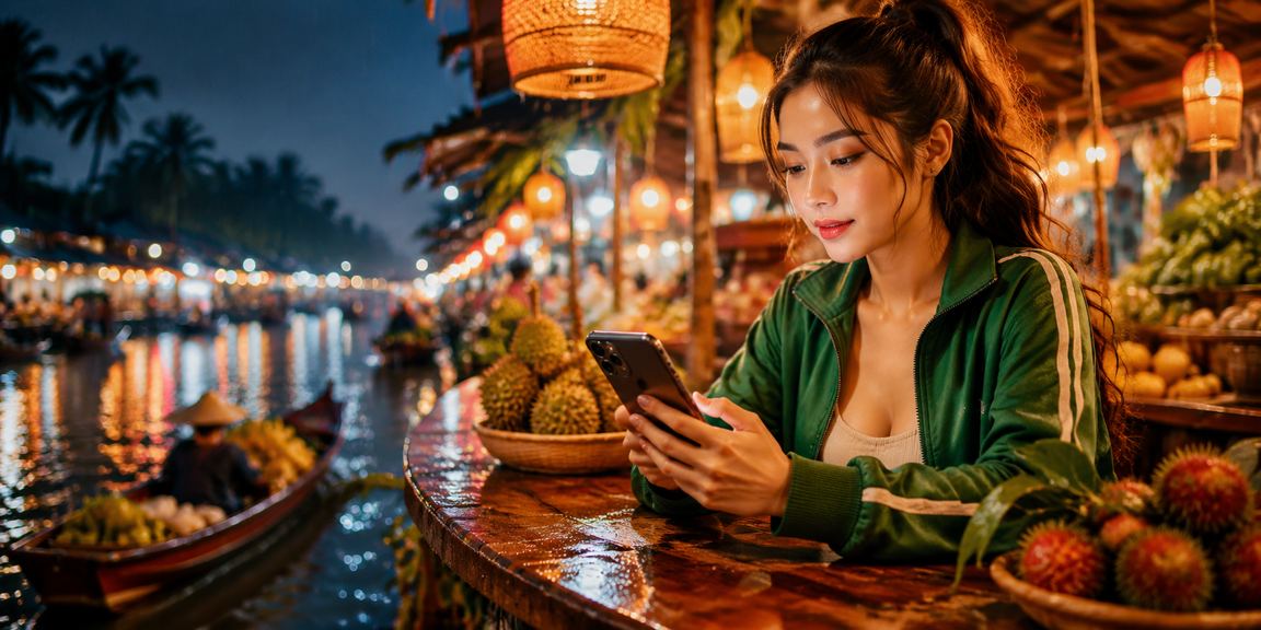 Người chơi thưởng thức trò chơi bài tại khu chợ đêm bên sông Mekong